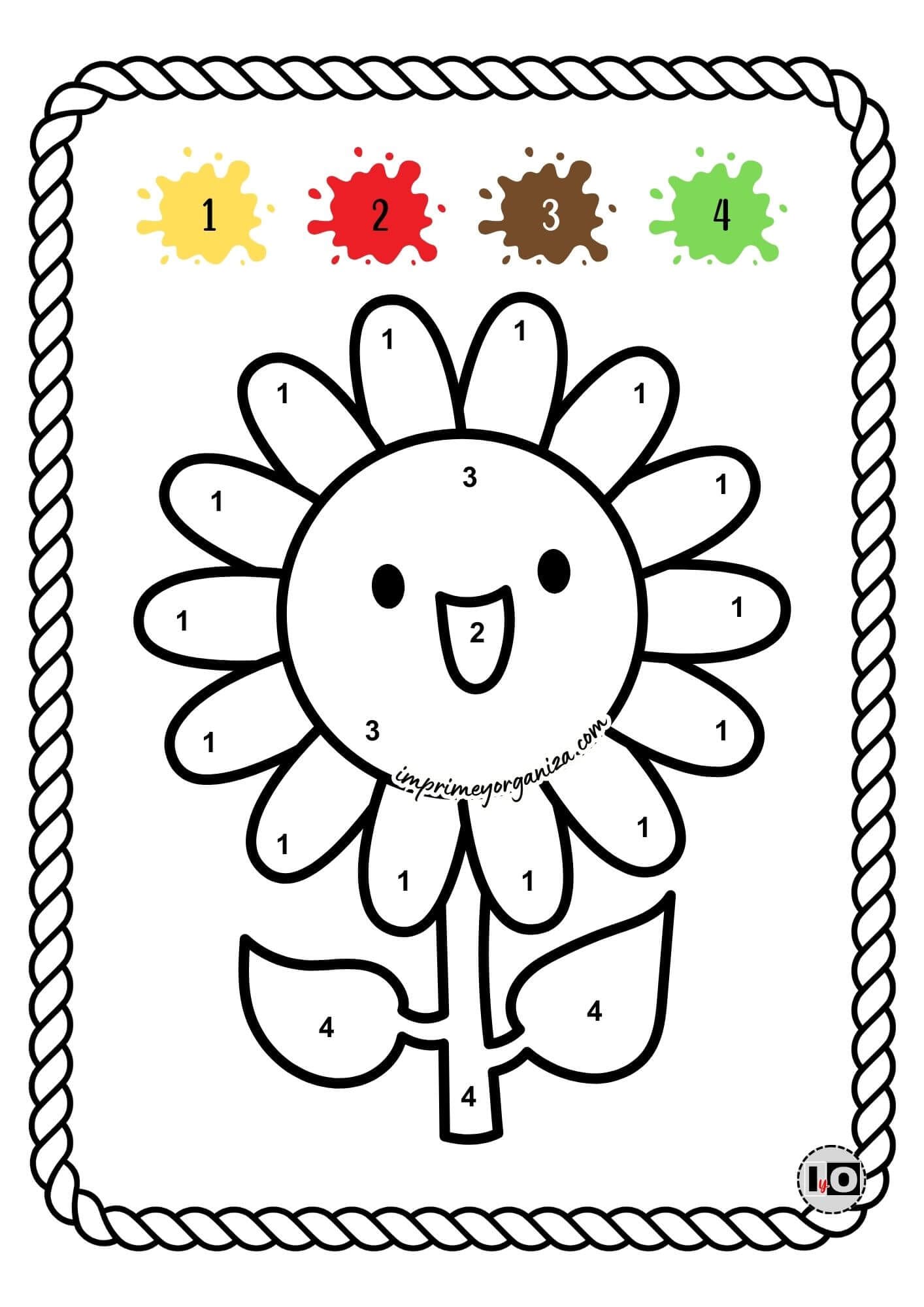 Colorear por números de girasol