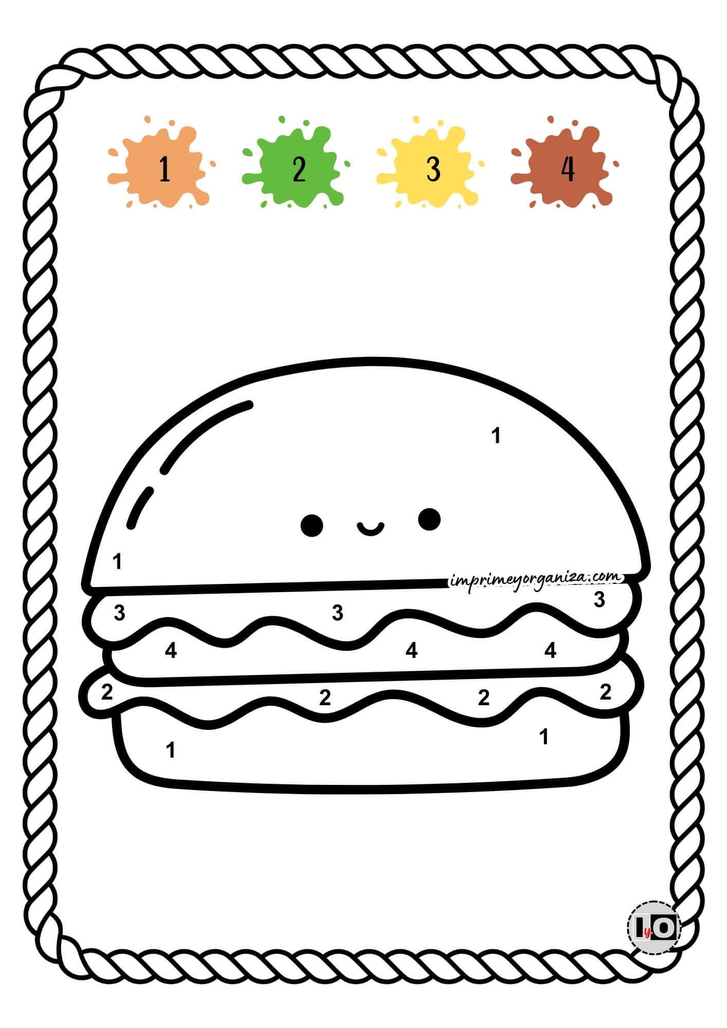 Colorear por números de hamburguesa