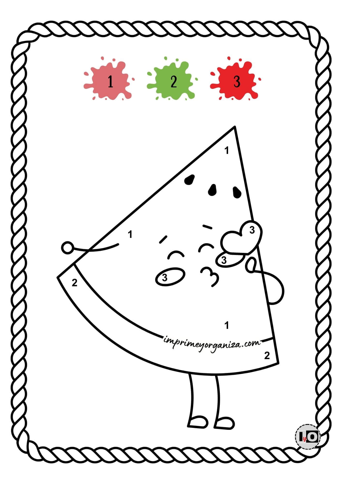 Colorear por números sandía