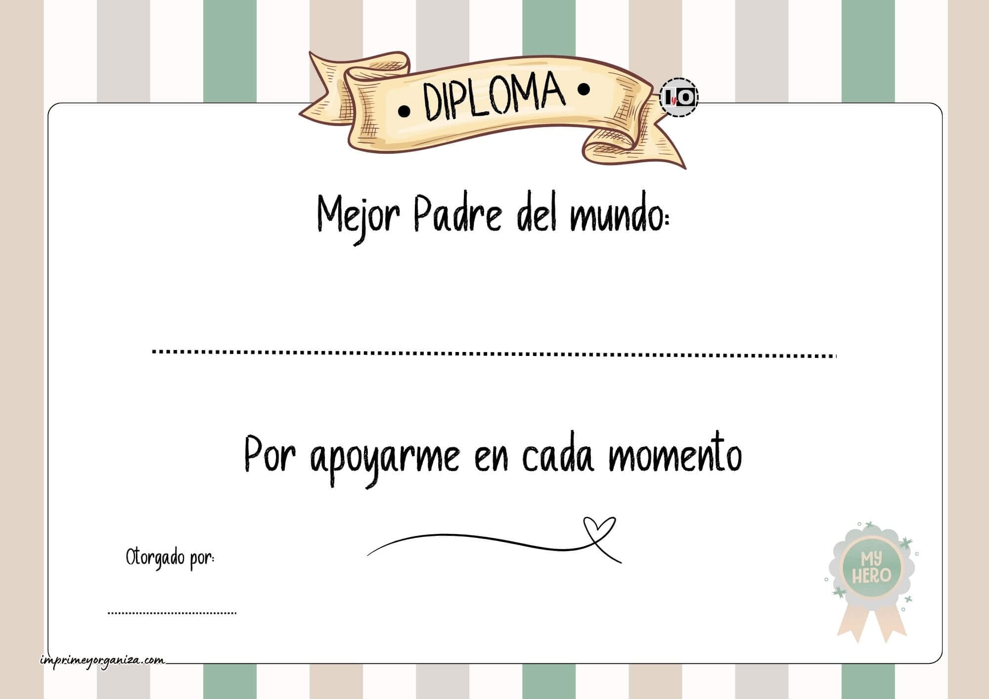 Diploma al mejor padre por apoyarme
