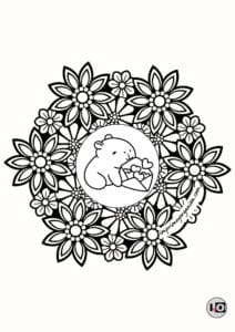 Mandala Capibara Corazones