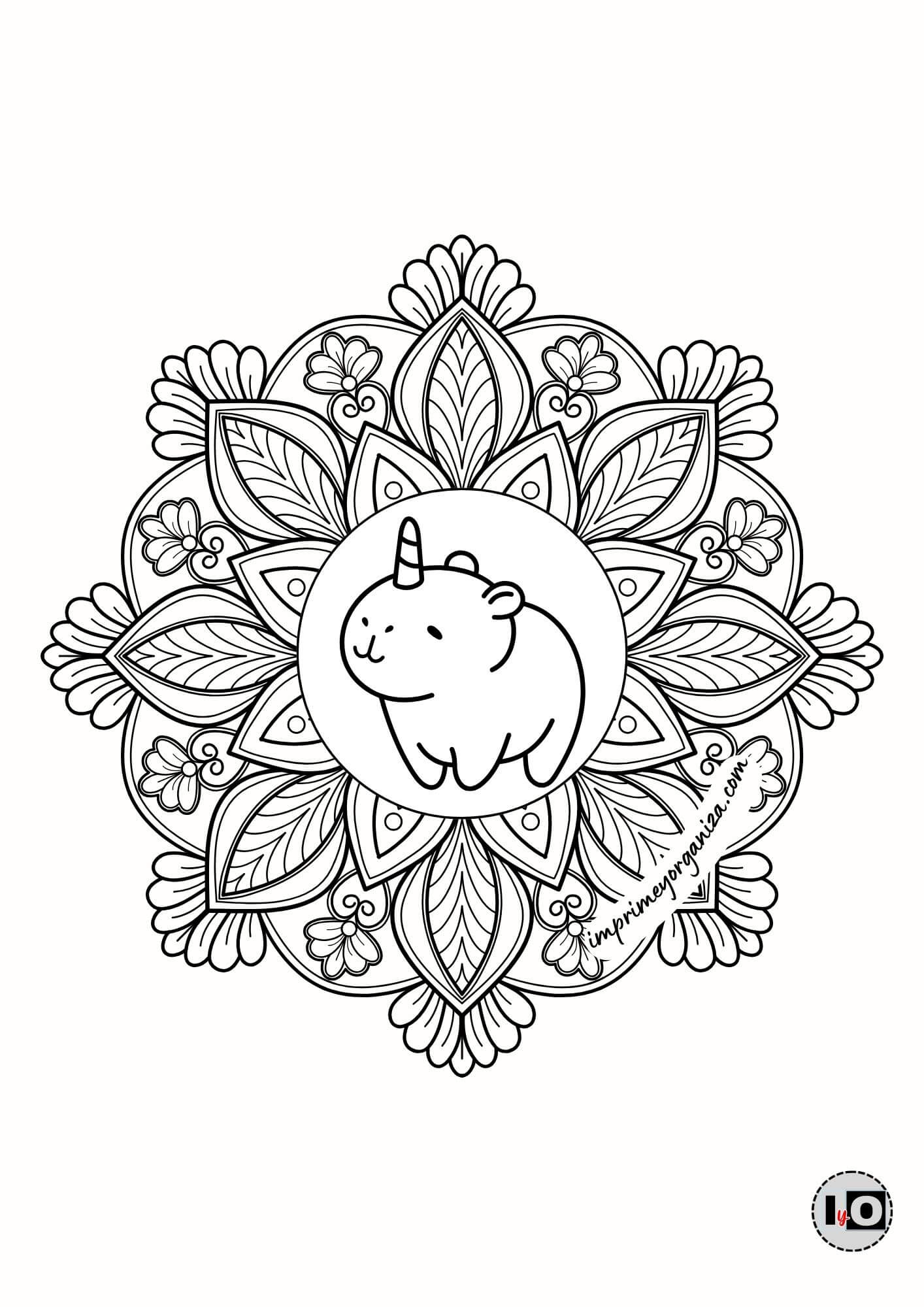 Mandala Capibara Unicornio