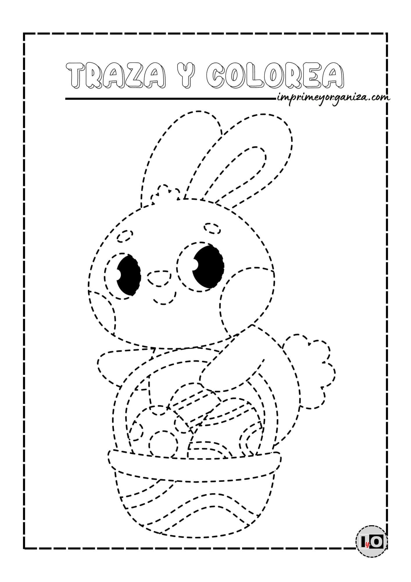 Trazo conejo cesta de huevos