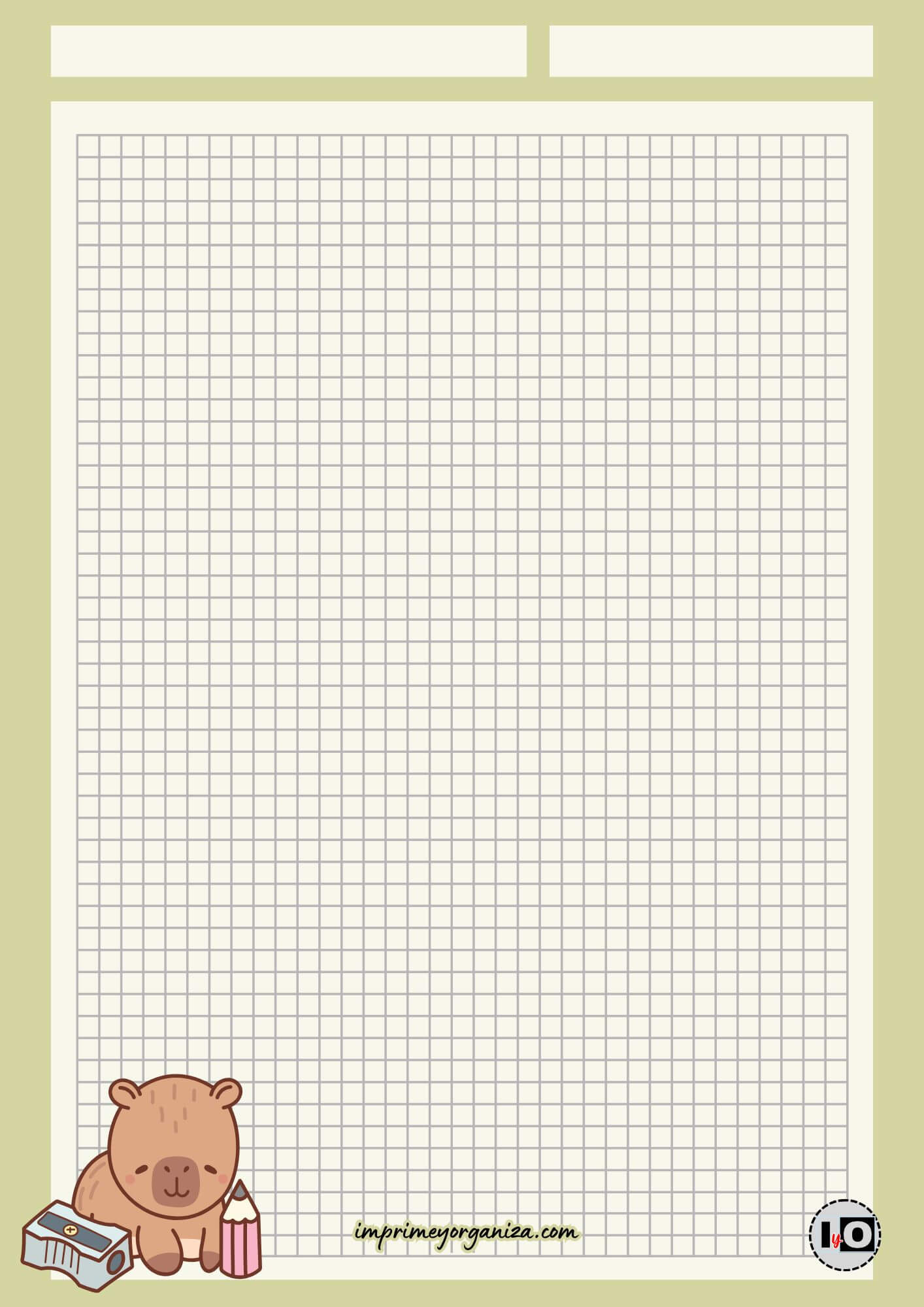 Hoja Cuadriculada Capibara Caqui