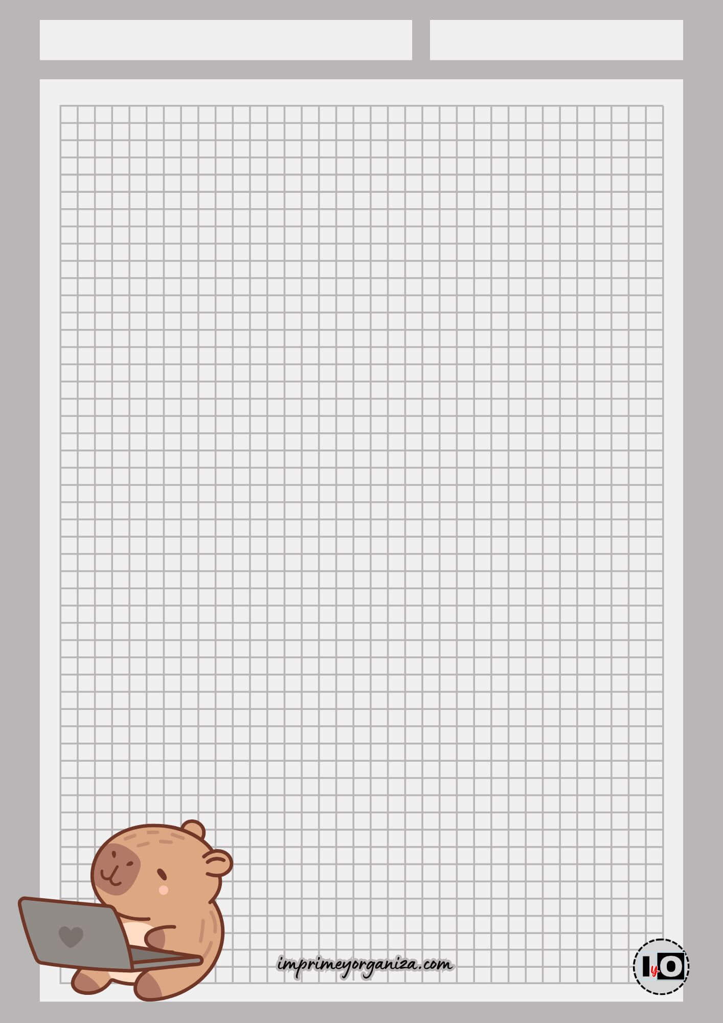 Hoja Cuadriculada Capibara Gris