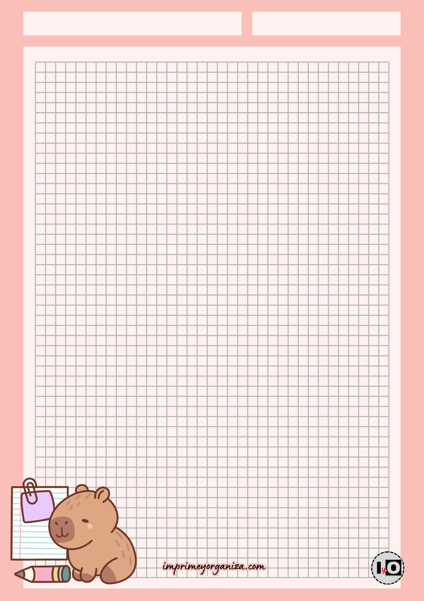 Hoja Cuadriculada Capibara Salmón