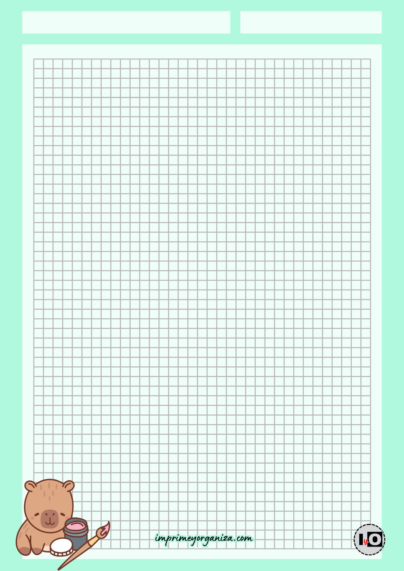 Hoja Cuadriculada Capibara Turquesa