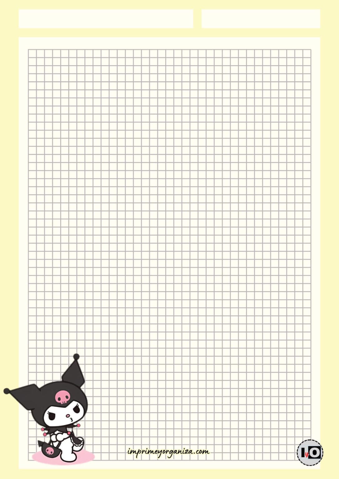 Hojas Cuadriculadas de Kuromi para imprimir [GRATIS]