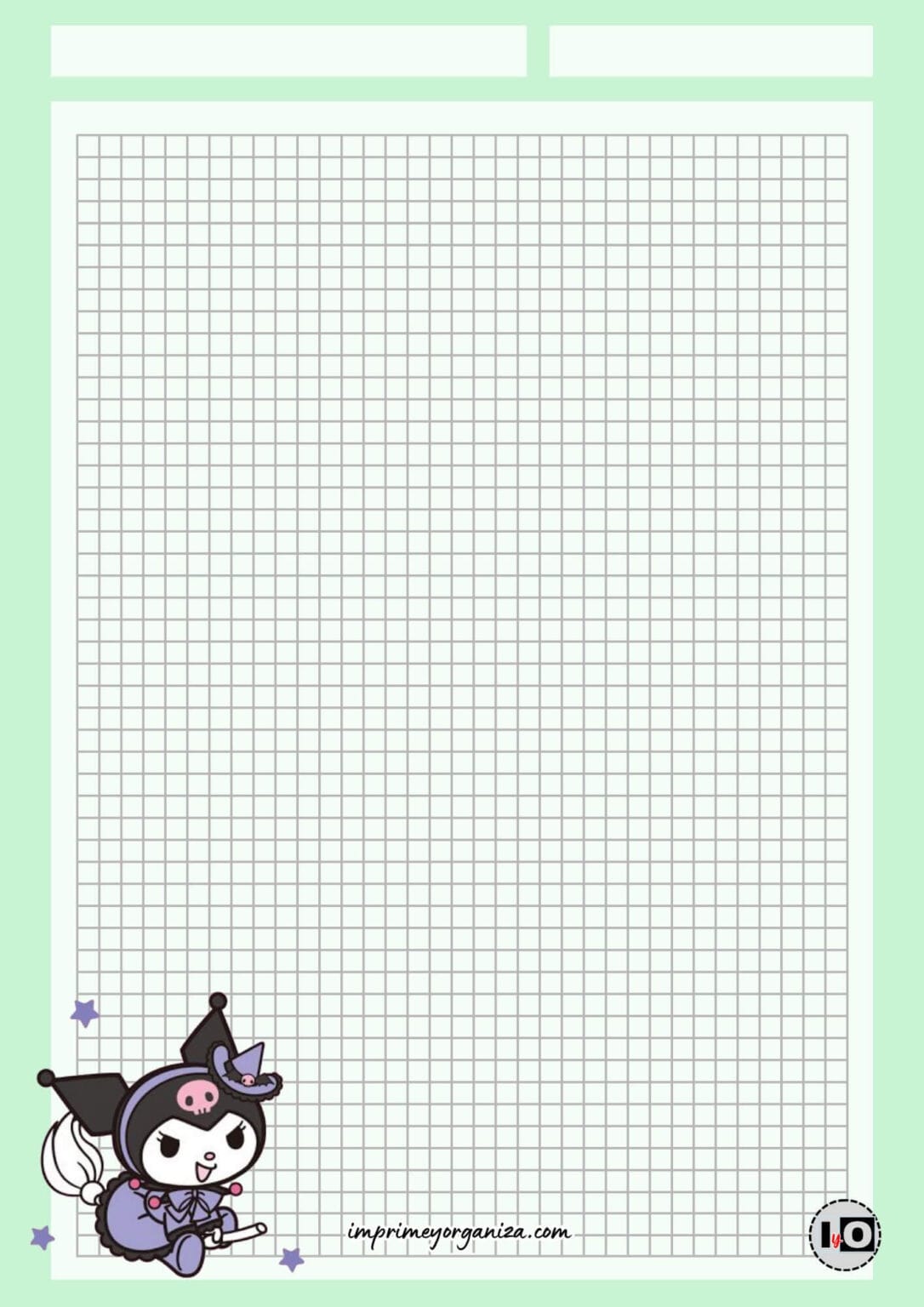 Hojas Cuadriculadas de Kuromi para imprimir [GRATIS]