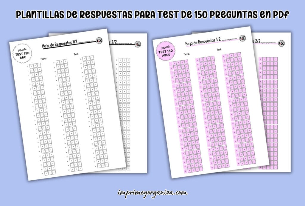 plantillas exámenes tipo test de 150 preguntas