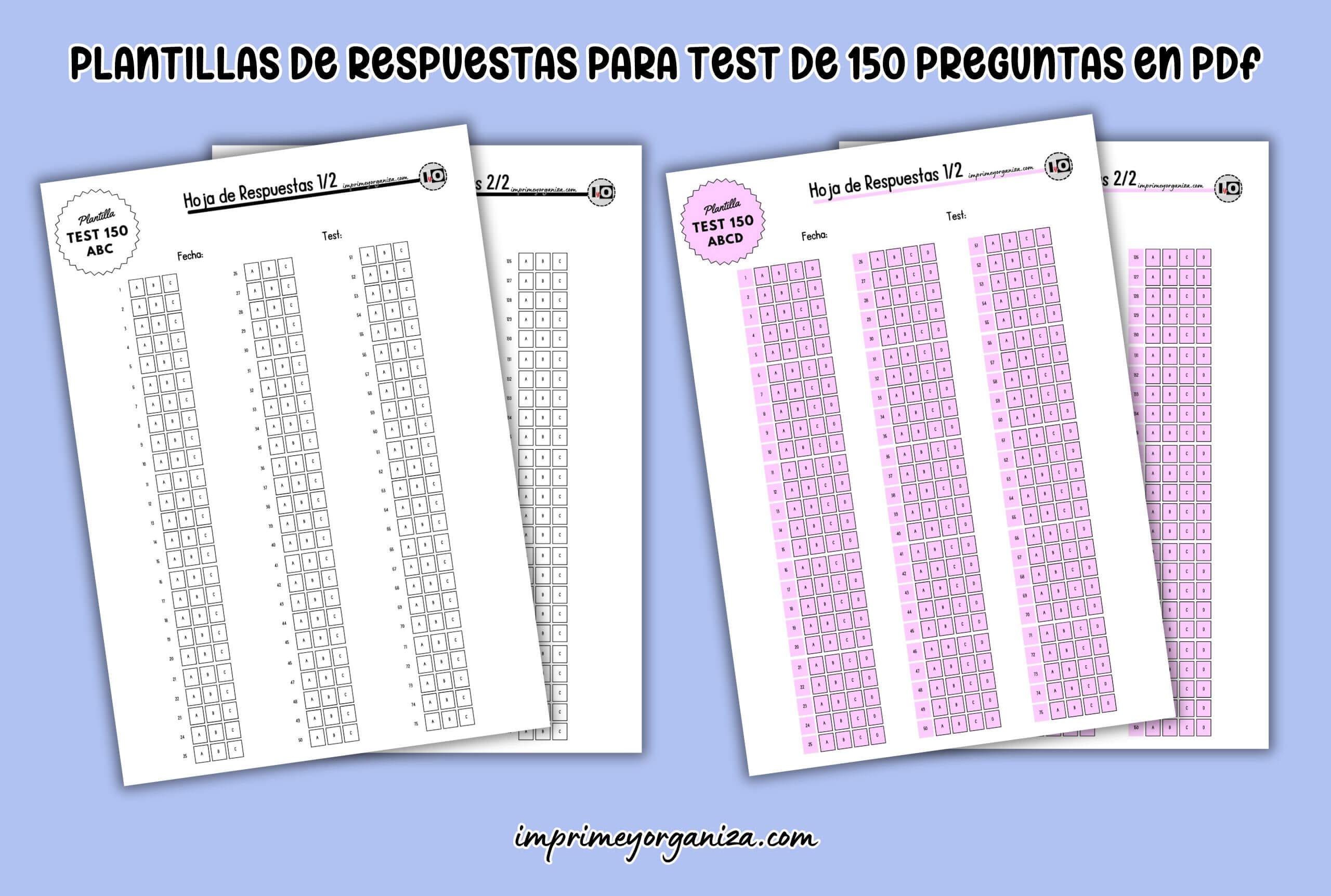 plantillas exámenes tipo test de 150 preguntas
