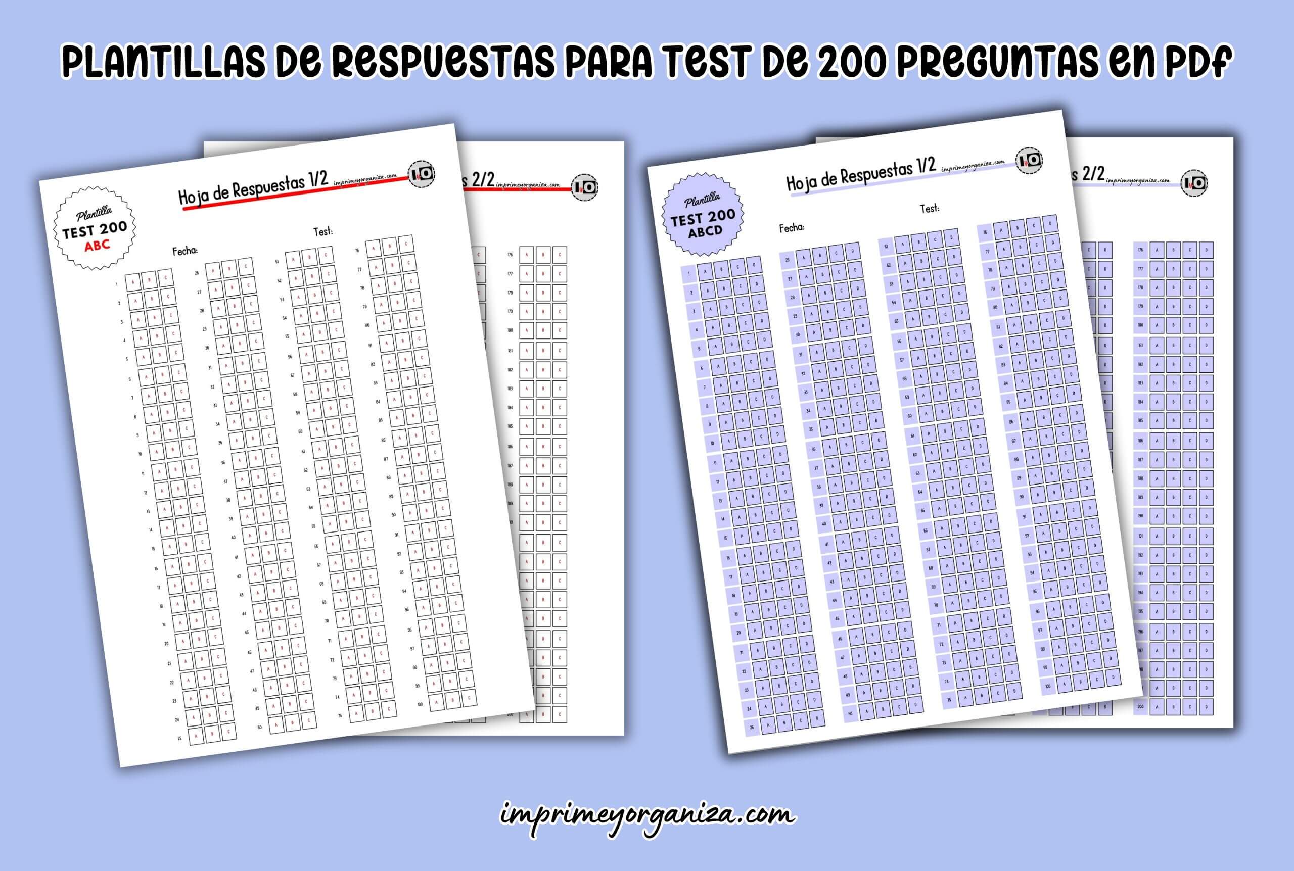 plantillas exámenes tipo test de 200 preguntas