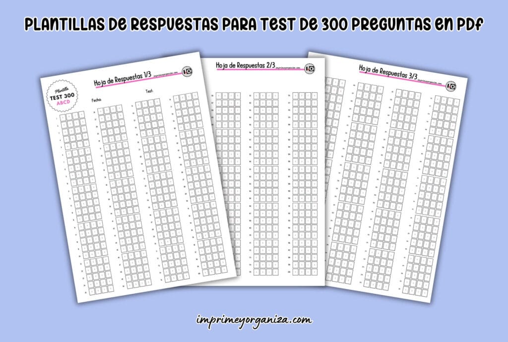 plantillas exámenes tipo test de 300 preguntas