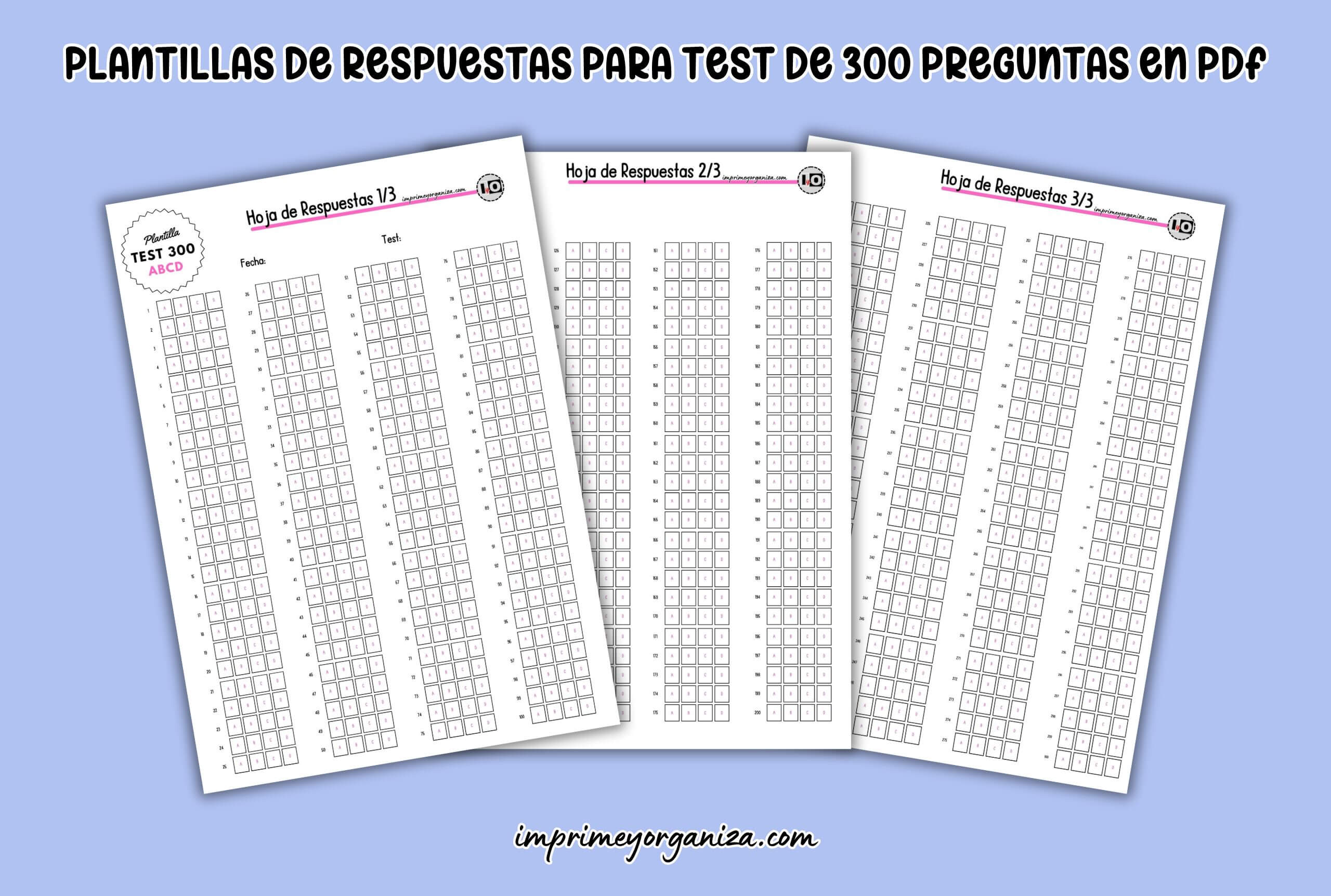plantillas exámenes tipo test de 300 preguntas