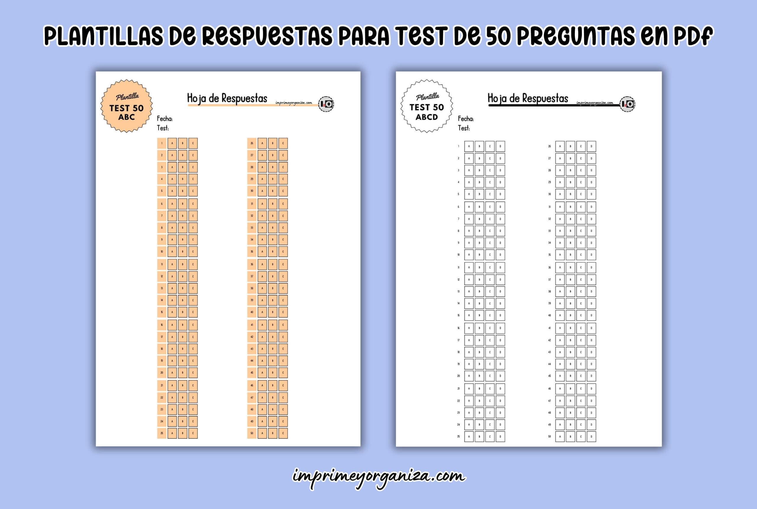 plantillas exámenes tipo test de 50 preguntas