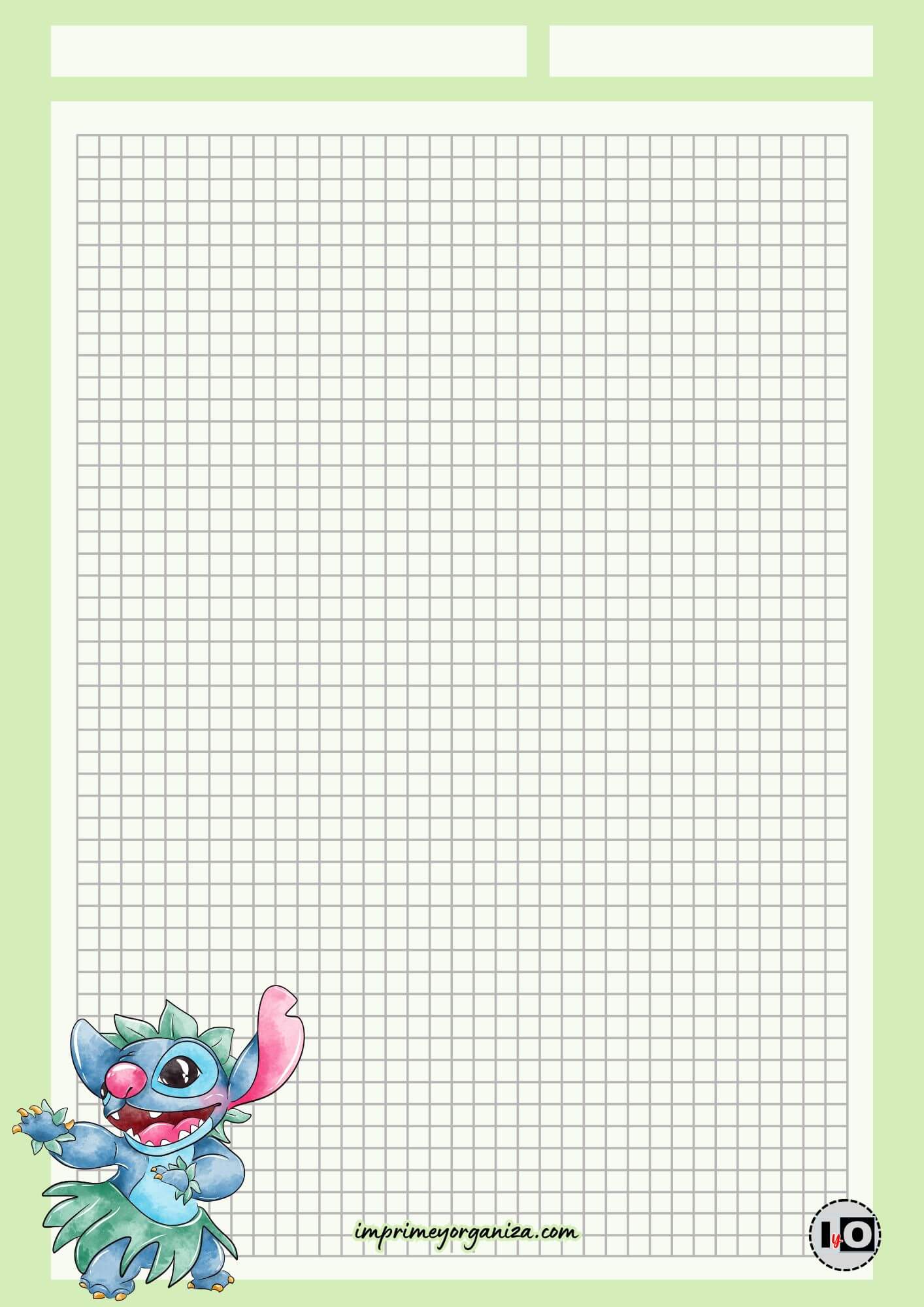 Hoja Cuadriculada Stich Bailando