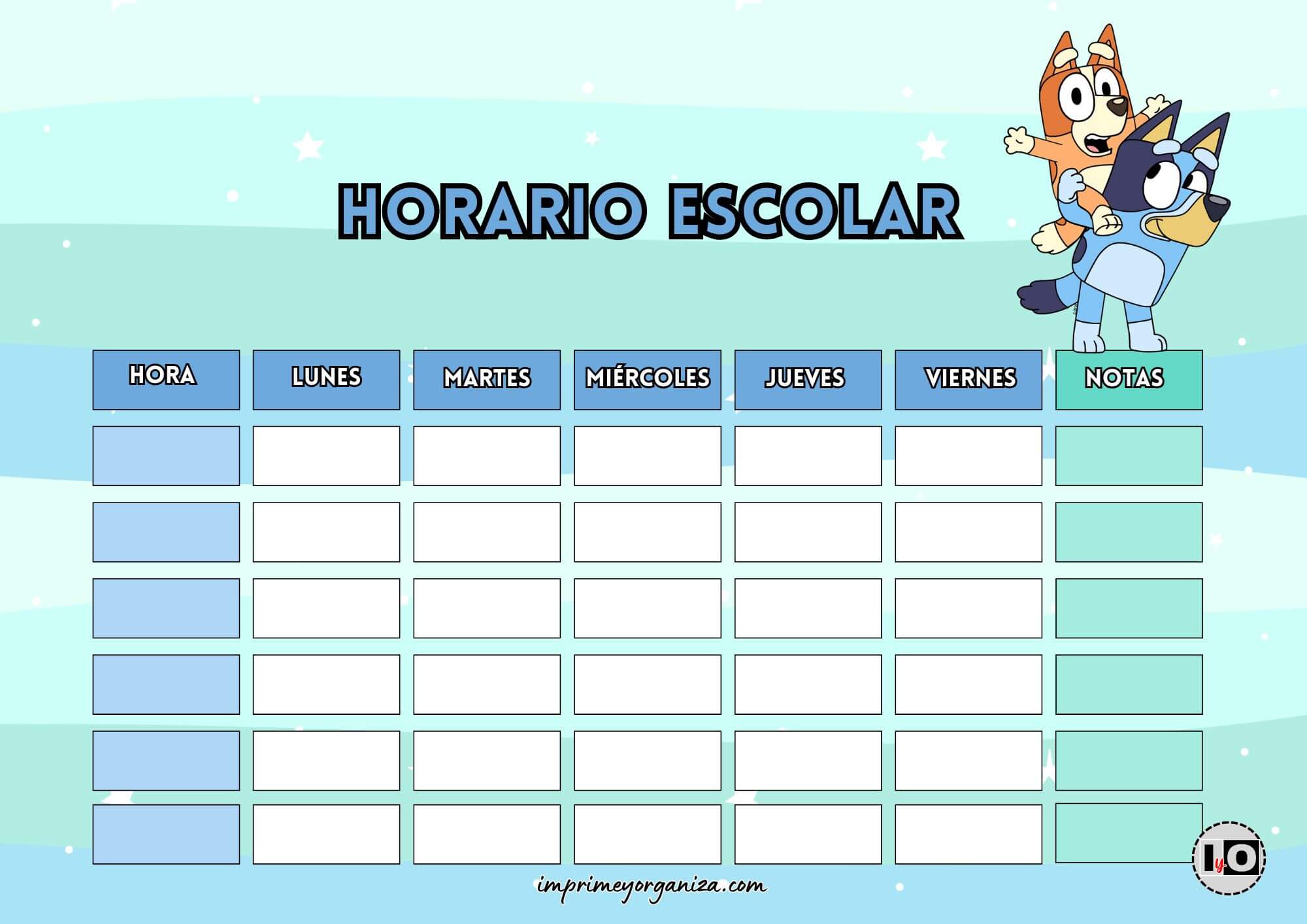 Horario Escolar Bluey