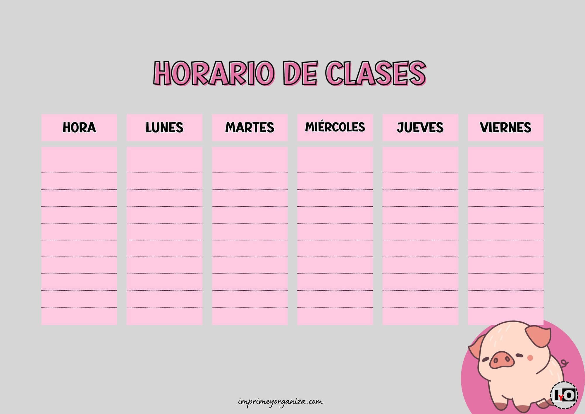 Horario de clases cerdito