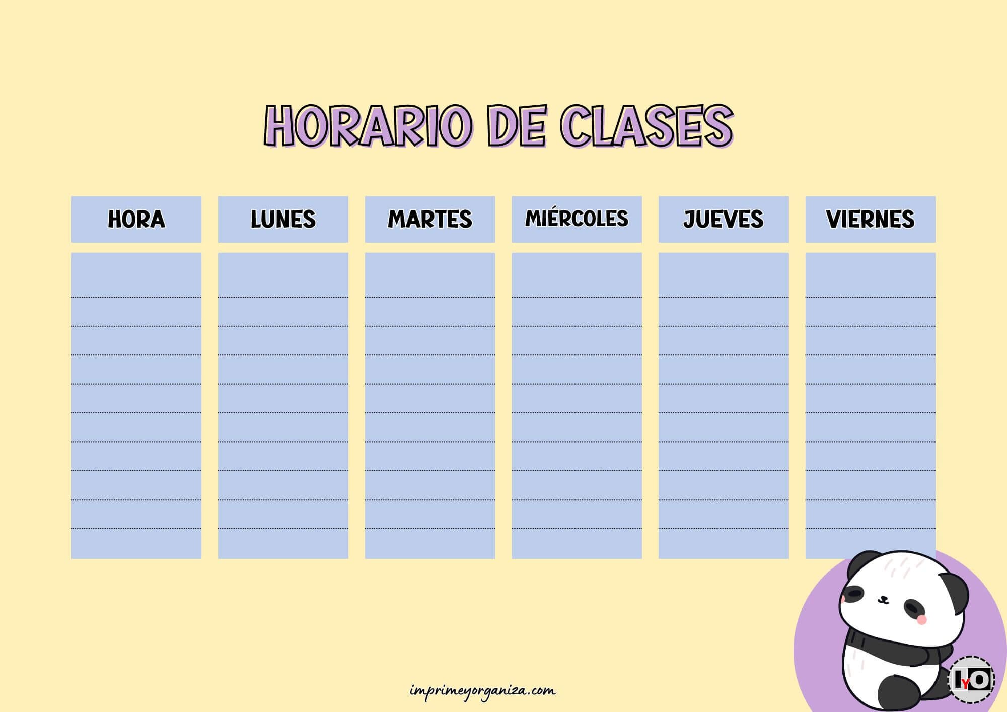 Horario de clases panda