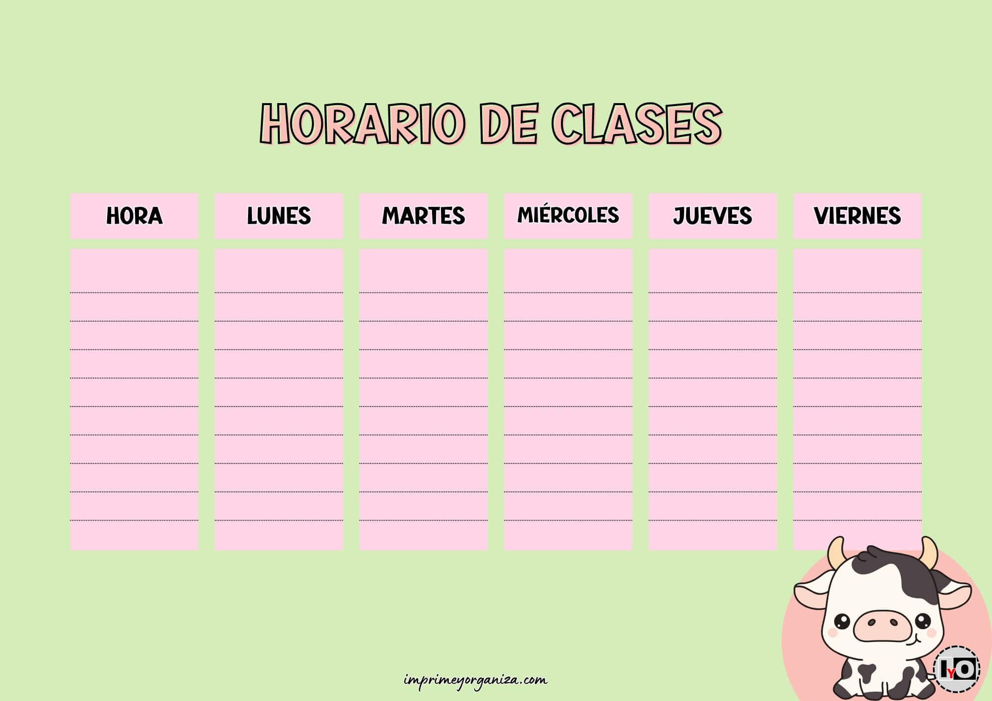 Horario de clases vaquita