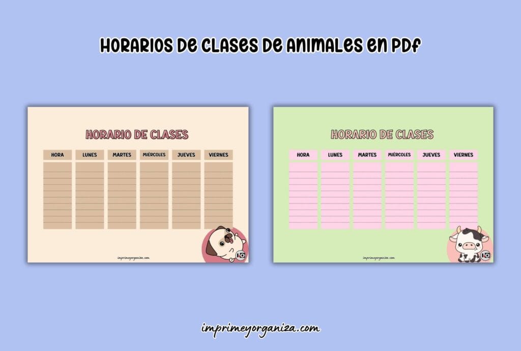 Horarios de animales en pdf