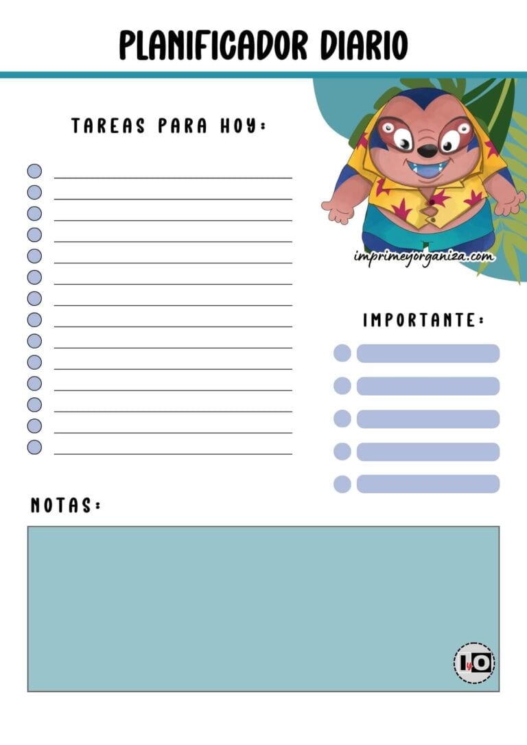 Planificador Diario Jumba de Lilo y Stitch en PDF gratis