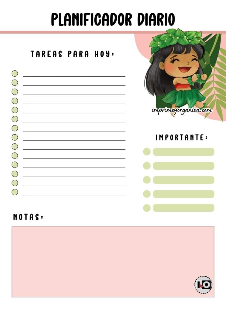 Planificador Diario Lilode la película Lilo y Stitch en PDF gratis