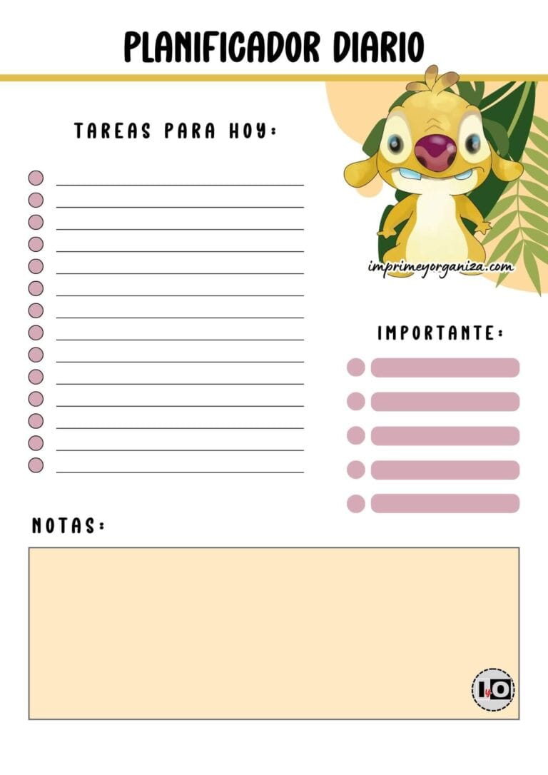 Planificador Diario Reuben de Lilo y Stitch en PDF gratis