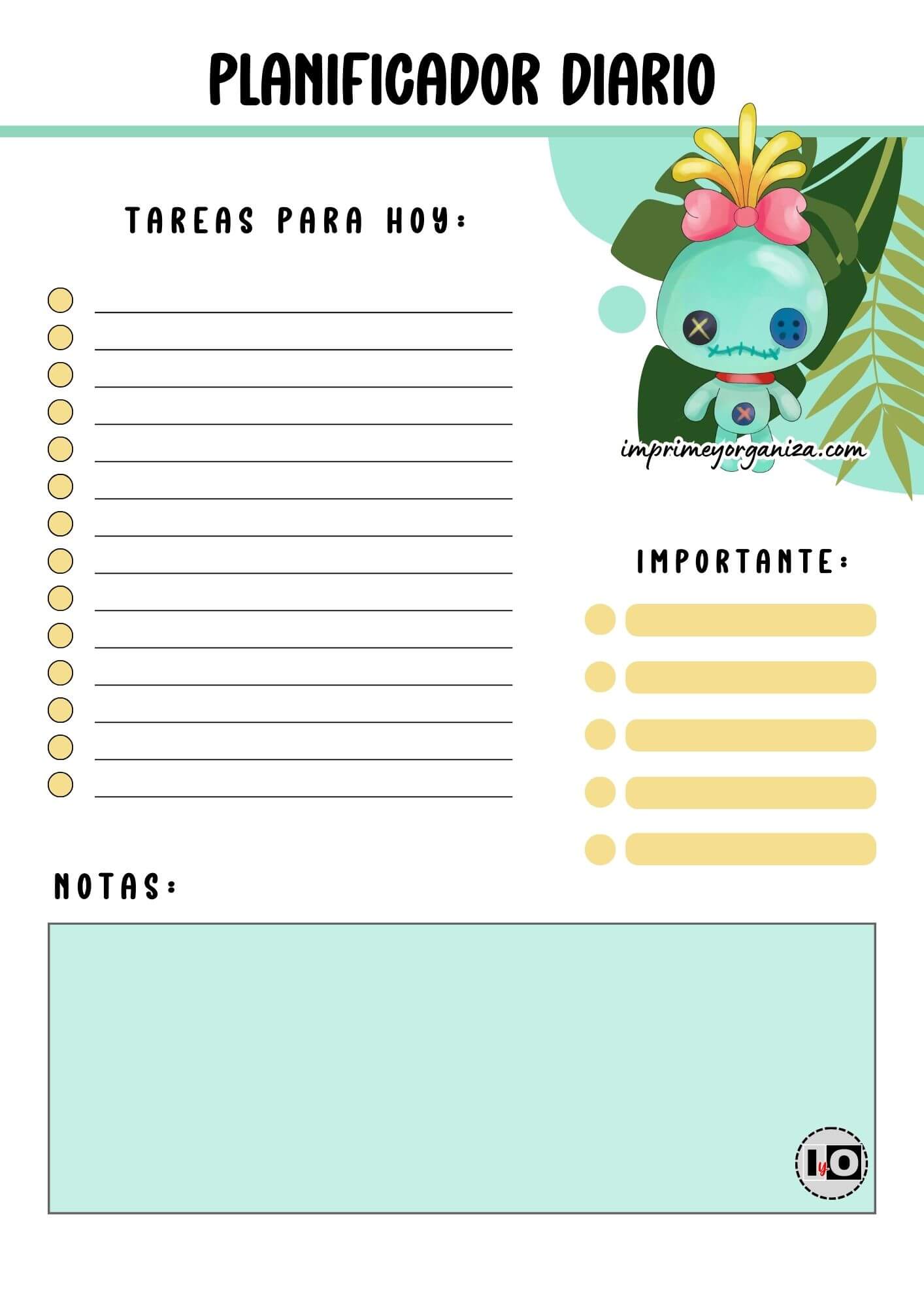 Planificador Diario Scrump de Lilo y Stitch en PDF gratis