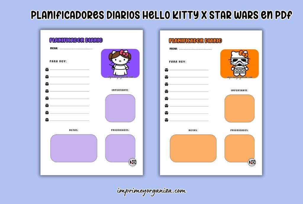 planificadores diarios hello kitty star wars en pdf gratis