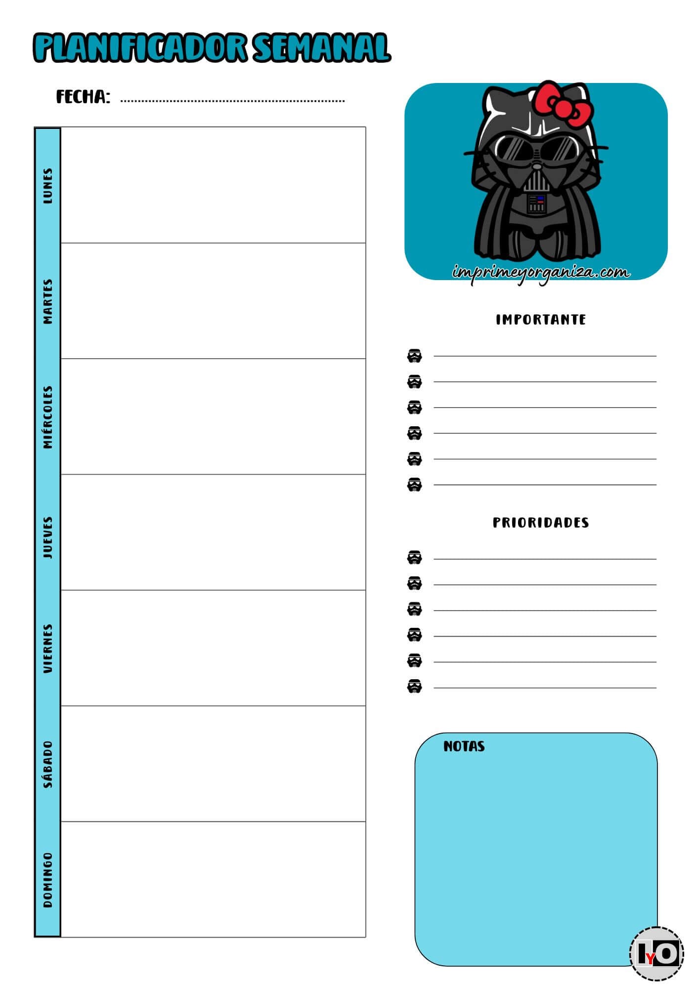 Planificador Semanal Darth Vader&Hello Kitty