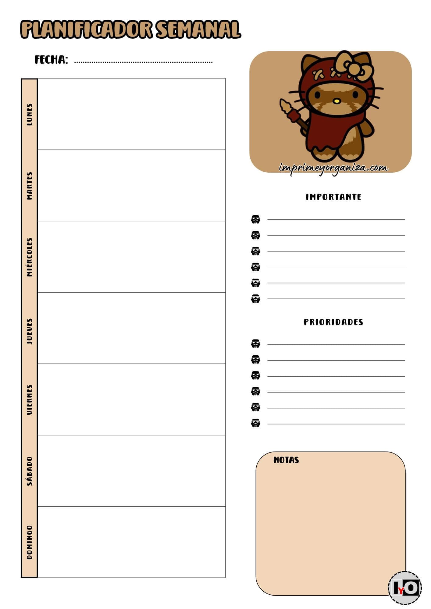 Planificador Semanal Ewok&Hello Kitty