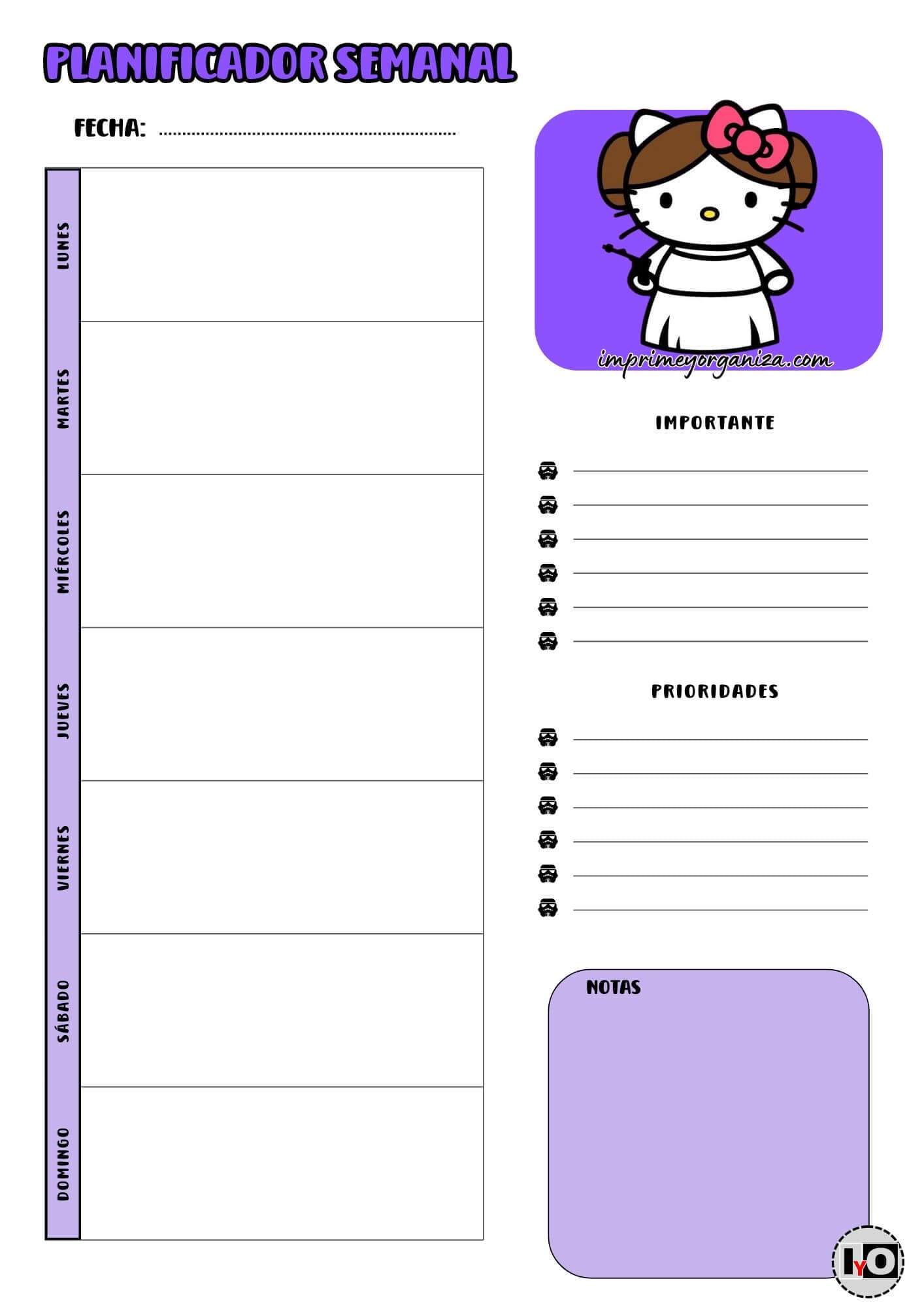 Planificador Semanal Leia&Hello Kitty