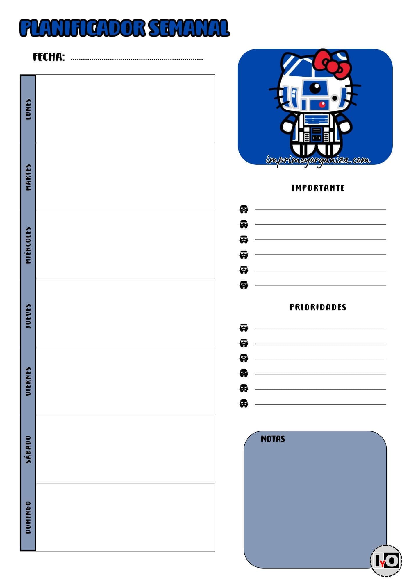 Planificador Semanal R2-D2&Hello Kitty