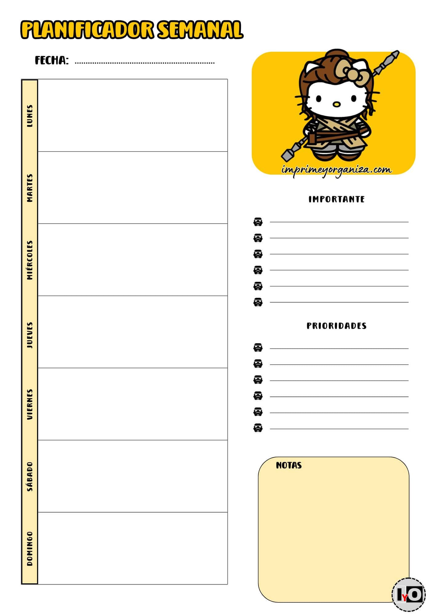 Planificador Semanal Rey&Hello Kitty