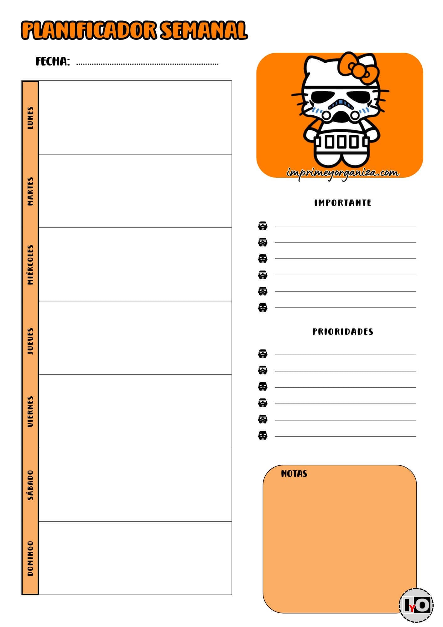 Planificador Semanal Stormtrooper&Hello Kitty