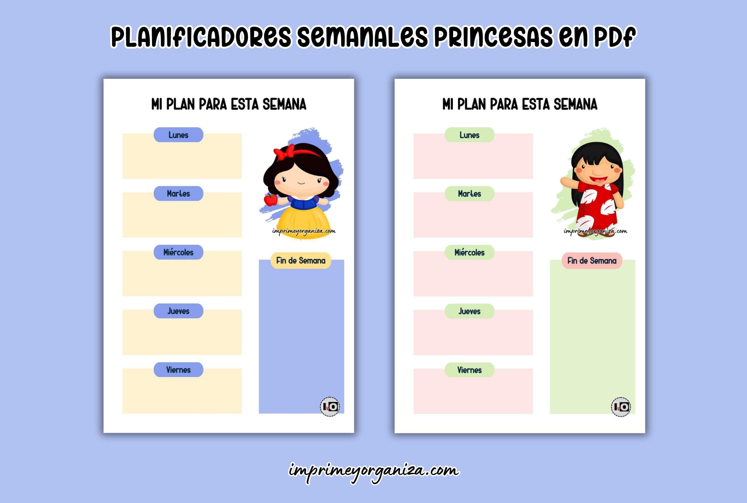 Planificadores semanales princesas en pdf gratis