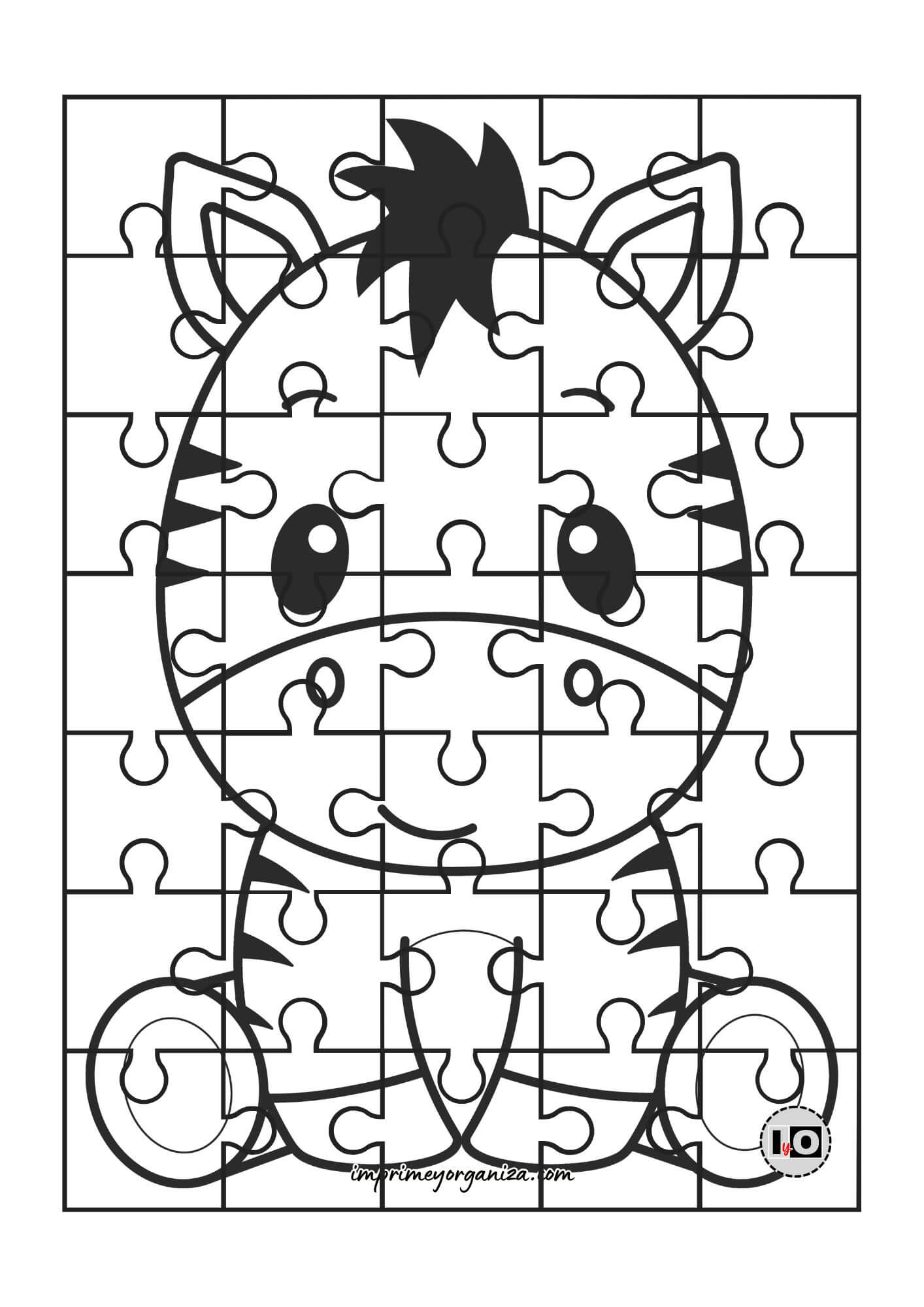 Puzzle para colorear Cebra