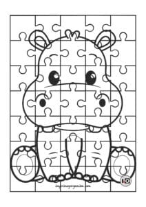 Puzzle para colorear Hipopótamo