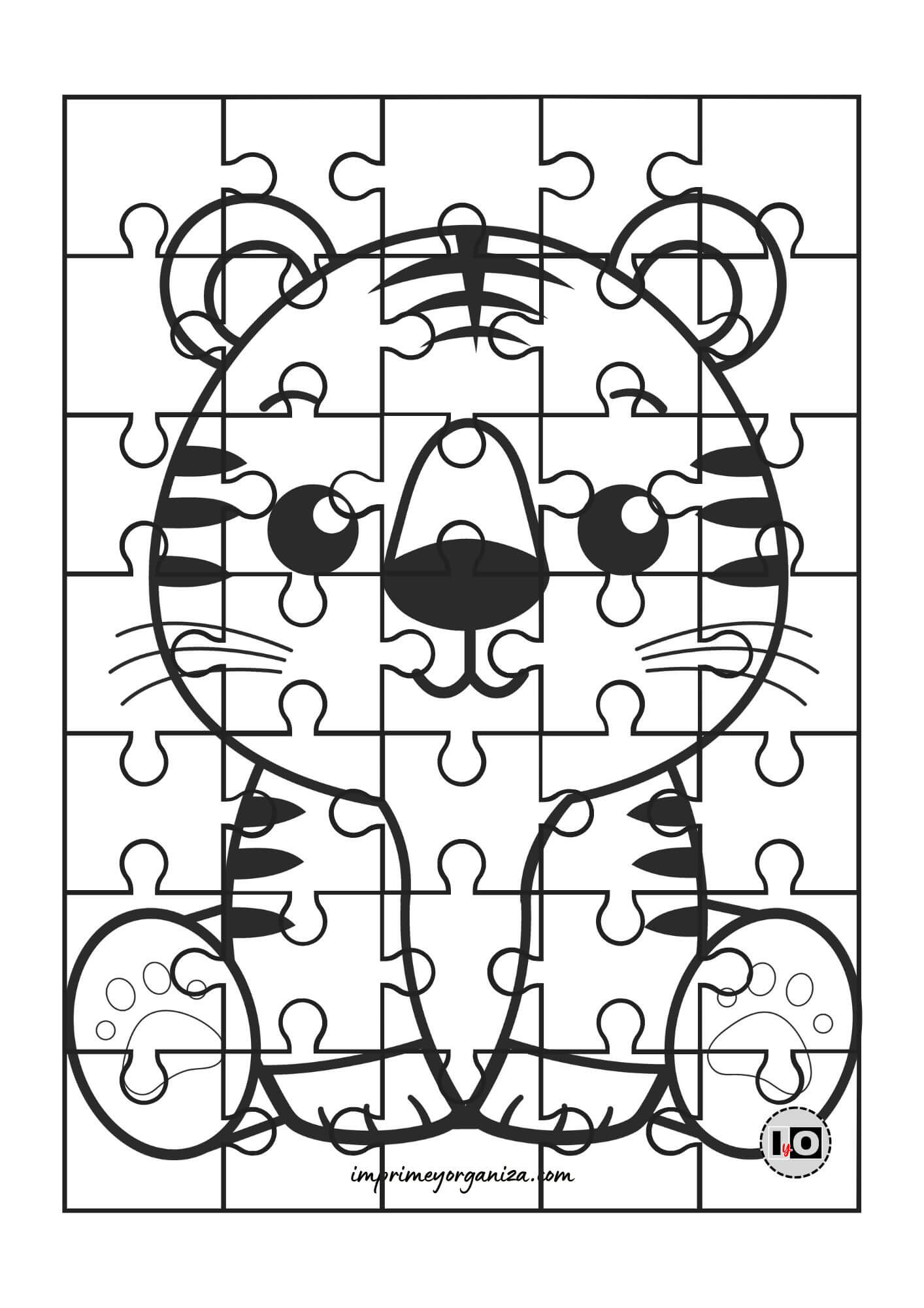 Puzzle para colorear Tigre