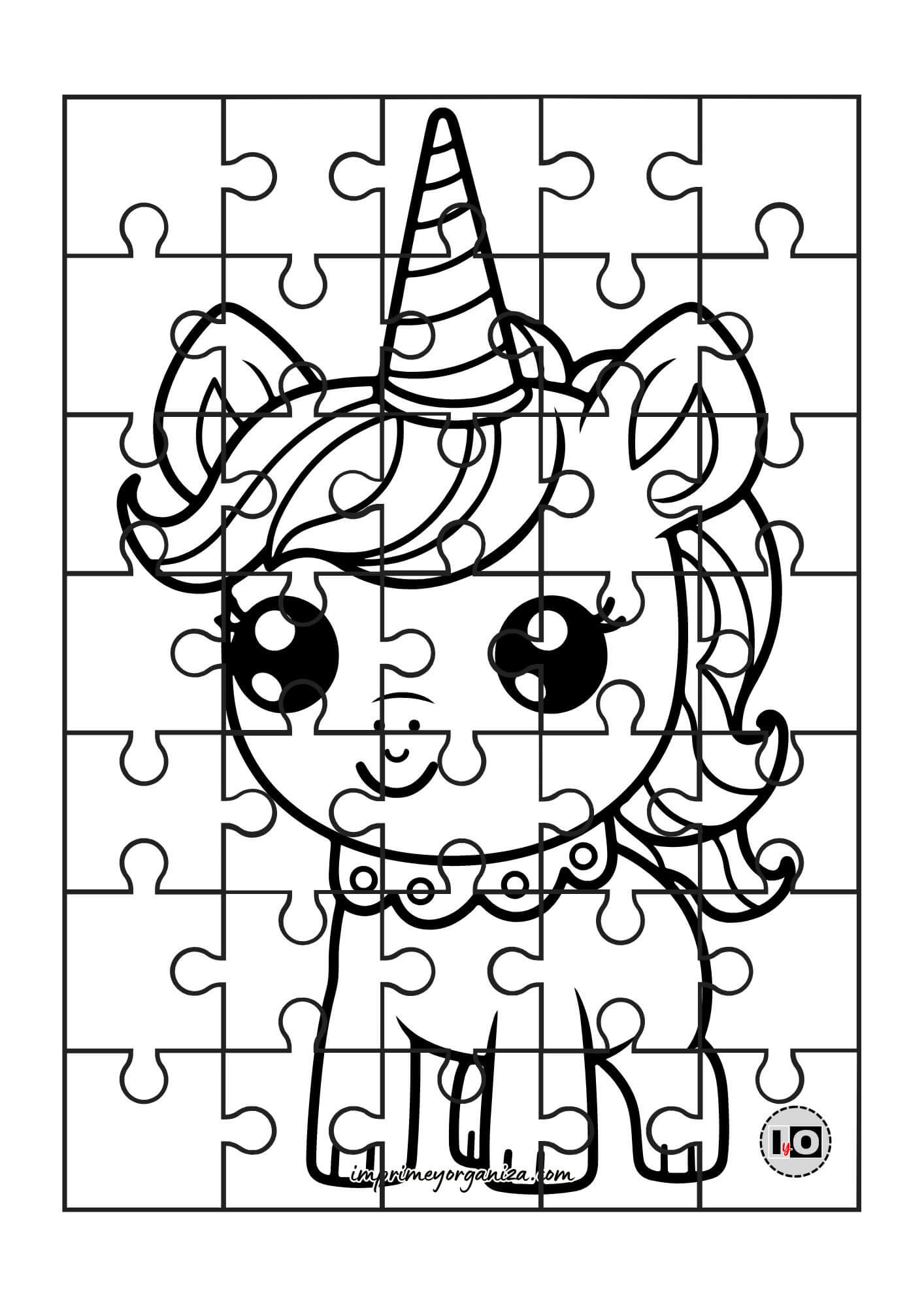 Puzzle para colorear Unicornio