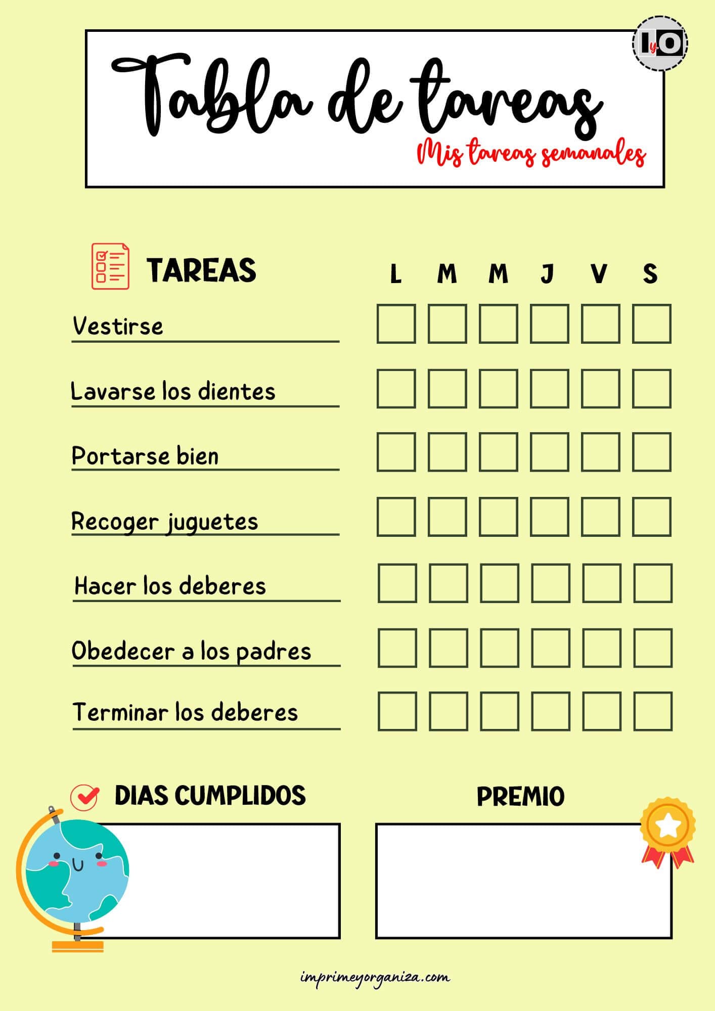 Tabla de Tareas Amarilla