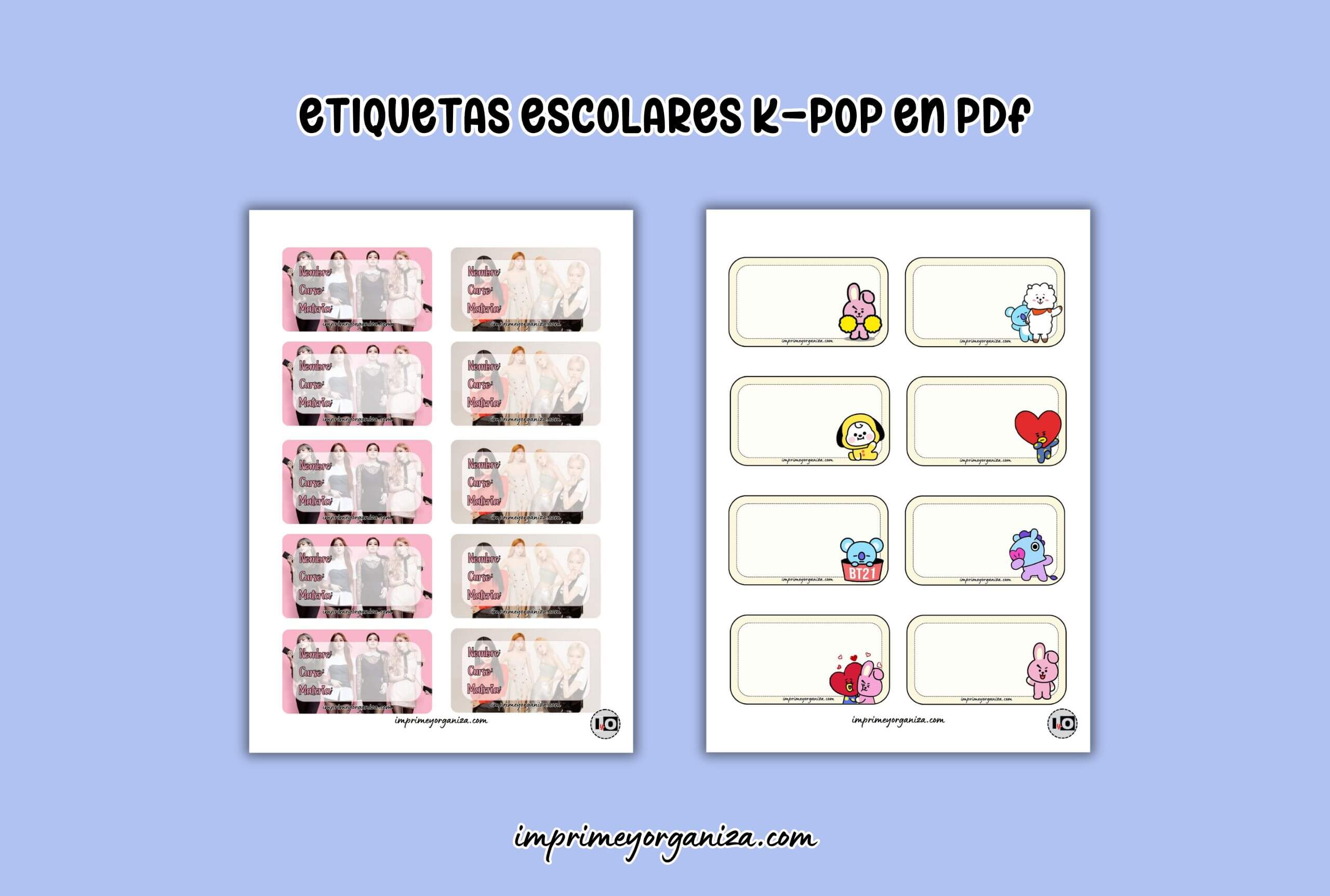 etiquetas escolares K-pop en pdf gratis