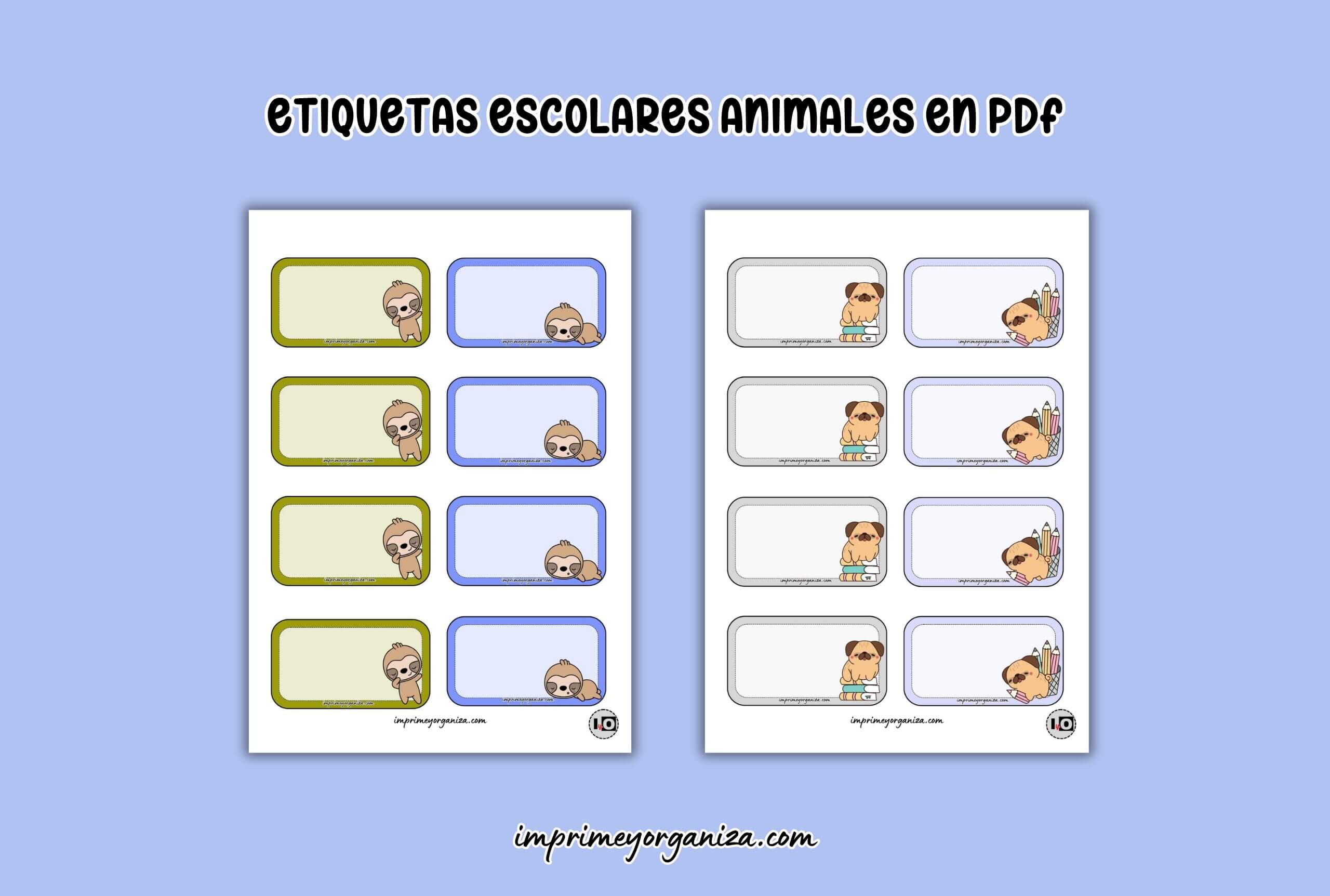etiquetas escolares de animales en pdf gratis