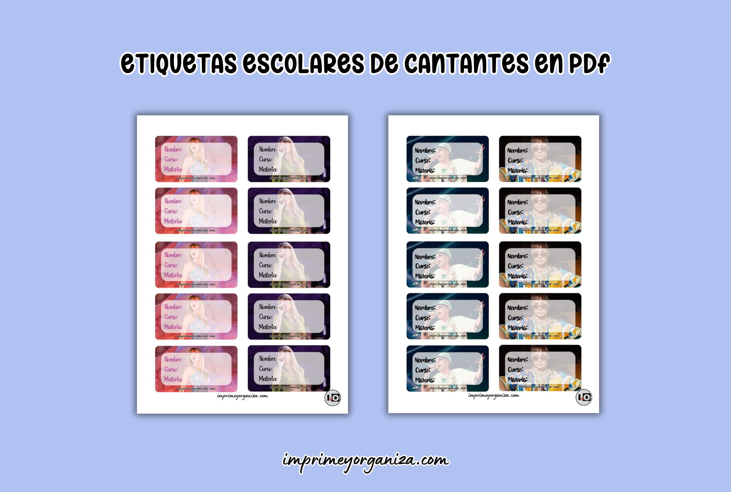 etiquetas escolares de cantantes en pdf gratis