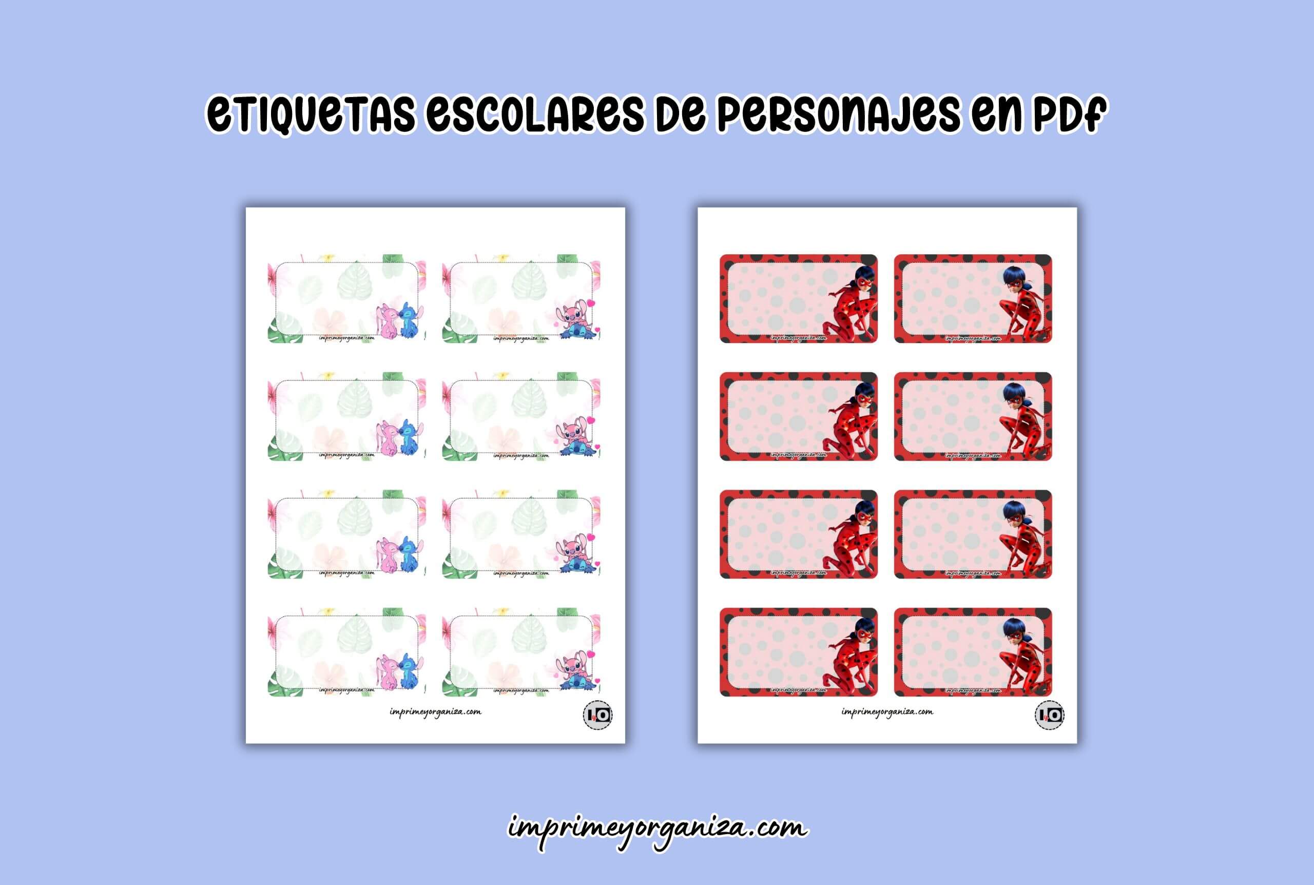 etiquetas escolares de personajes animados