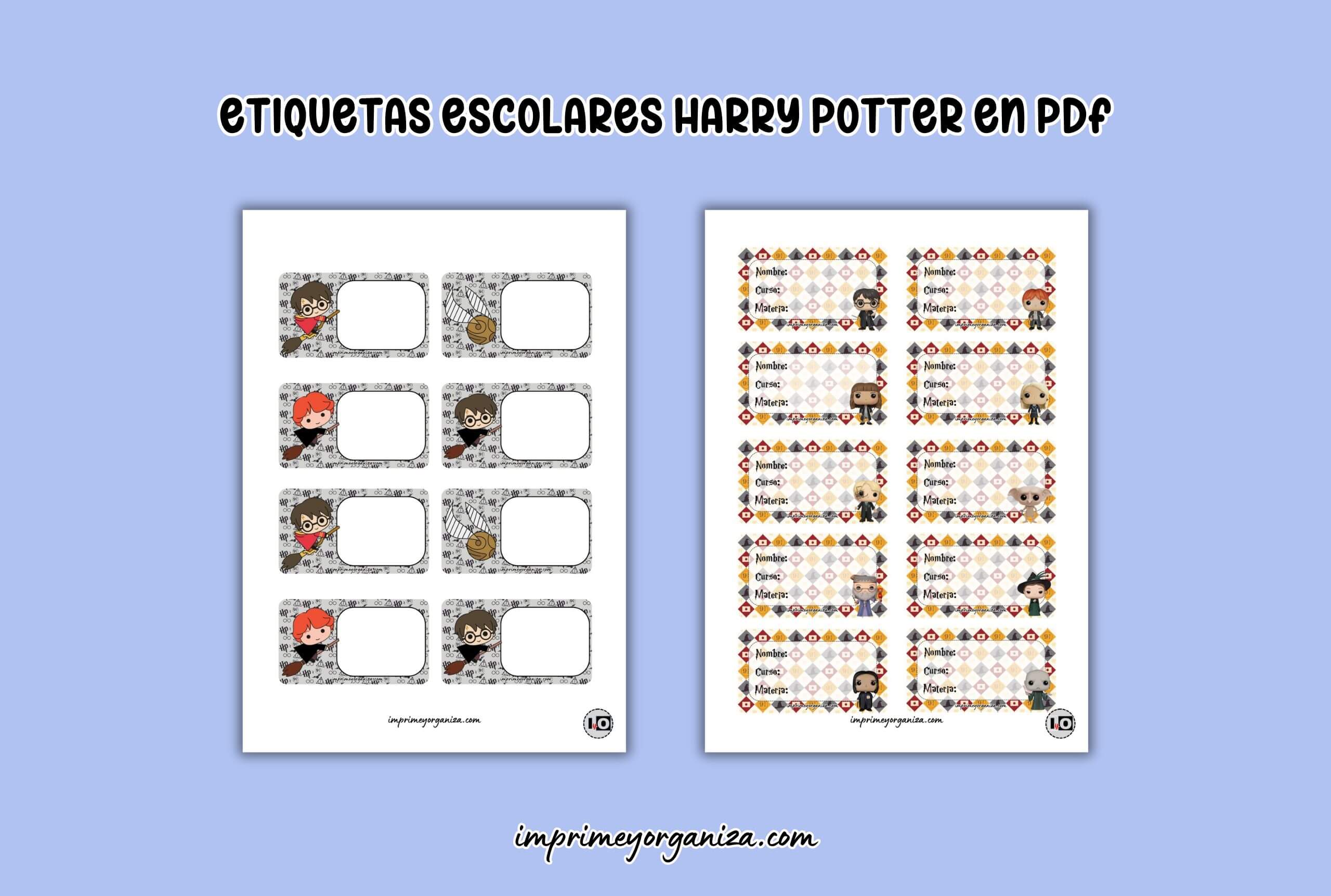 etiquetas escolares harry potter en pdf gratis