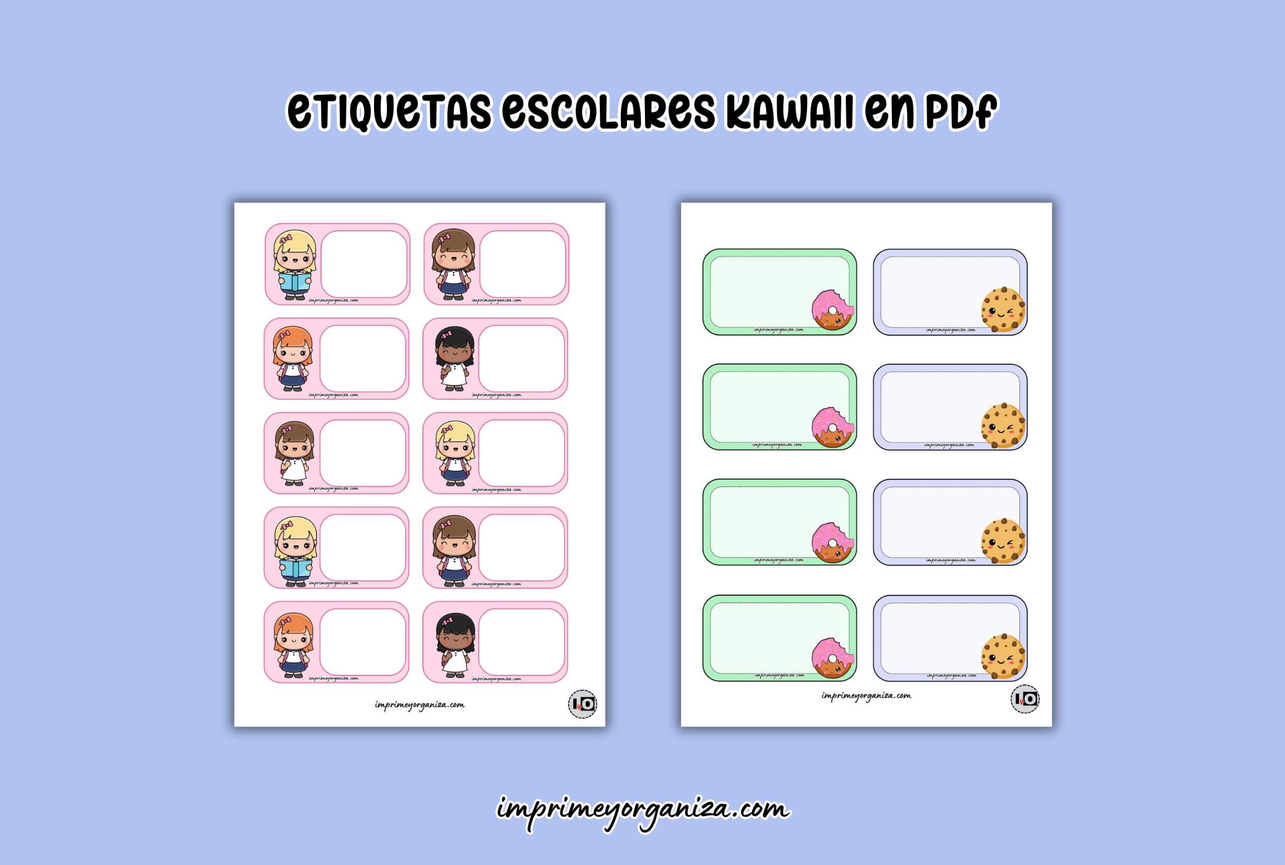 etiquetas escolares kawaii en pdf gratis