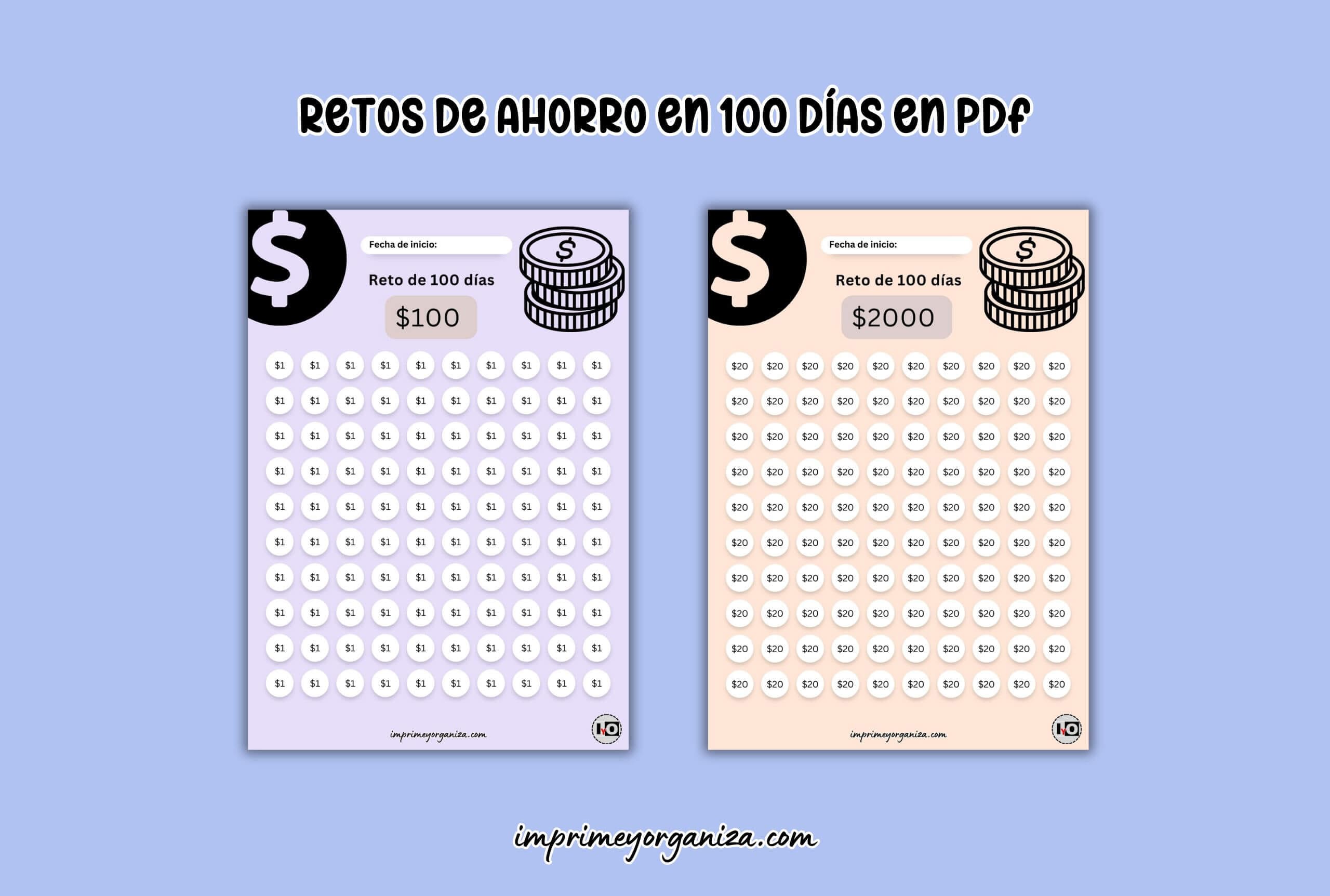 retos de ahorro en 100 días en pdf gratis