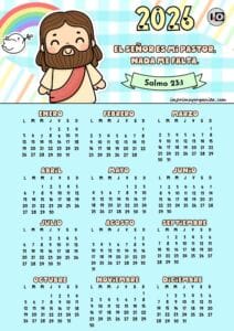 Calendario 2026 Versículo Azul